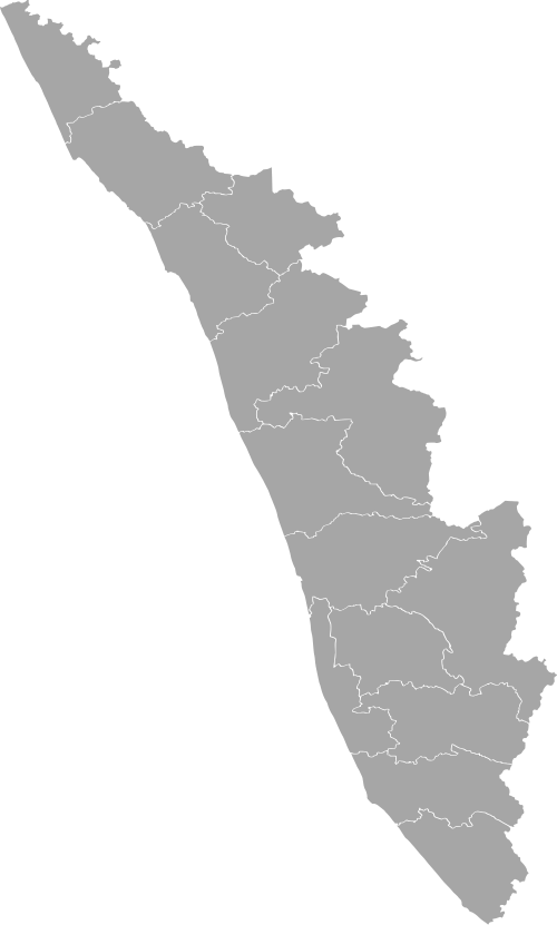 Kerala outline with an approximate marker for Wayanad, Vishnu Nambiar’s home district